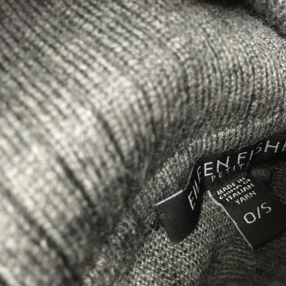 Eileen Fisher gray merino wool cowl neck poncho sweater one size - Picture 7 of 7